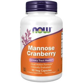 NOW Supplements, Mannose Cranberry, Dual Action Formula*, Clinically Evaluated, Urinary Tract Health