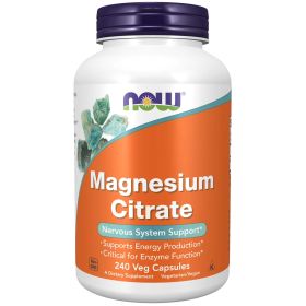 NOW Supplements, Magnesium Citrate, Enzyme Function, Nervous System Support