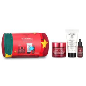 APIVITA - Di-Vine Beauty (Wine Elixir- Rich Texture) Gift Set: Wrinkle Lift Cream 50ml+ Face Oil 10ml+ Cleansing Milk 50ml+ Pouch 08681 3pcs+1pouch