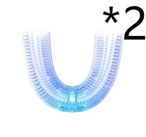 360 Degrees Intelligent Automatic Electric  Toothbrush Waterproof U Type Tooth Brush Whitening Blue Light USB Charging (option: 2pcs Head)